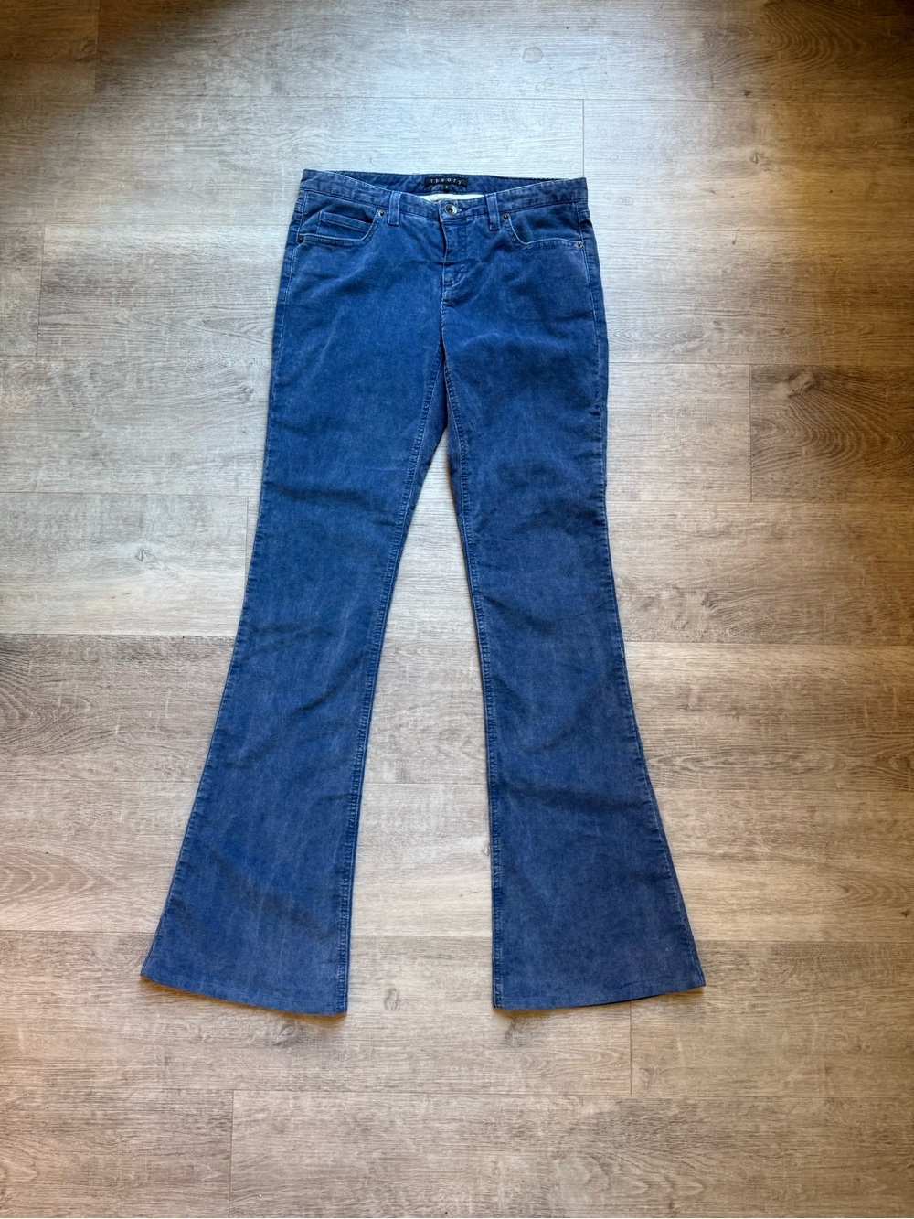 Theory Blue Corduroy Pants Size 2 Low Rise Flare Bootcut Retro Y2K Style